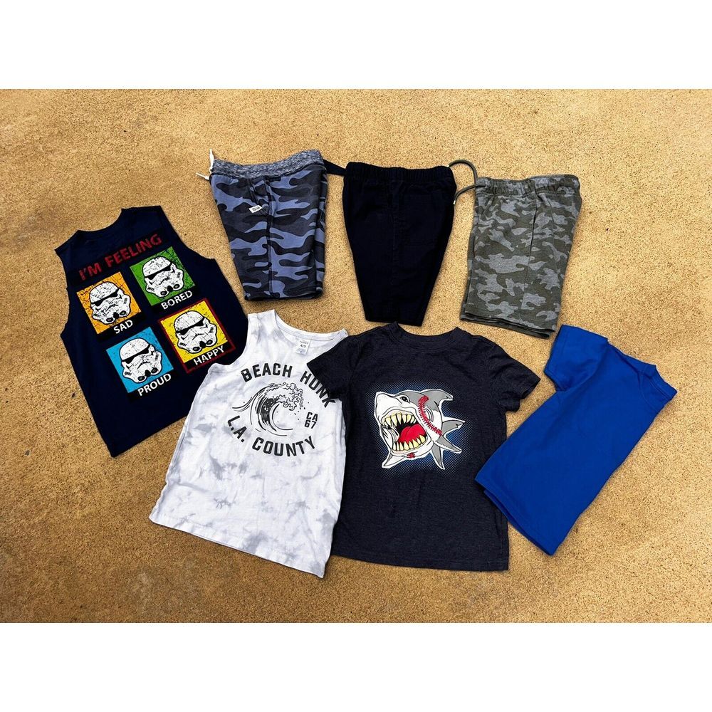Carter's Cat & Jack Crazy 8‎ Boys Sz 4/5 4 5 Shirts Shorts Lot Of 7